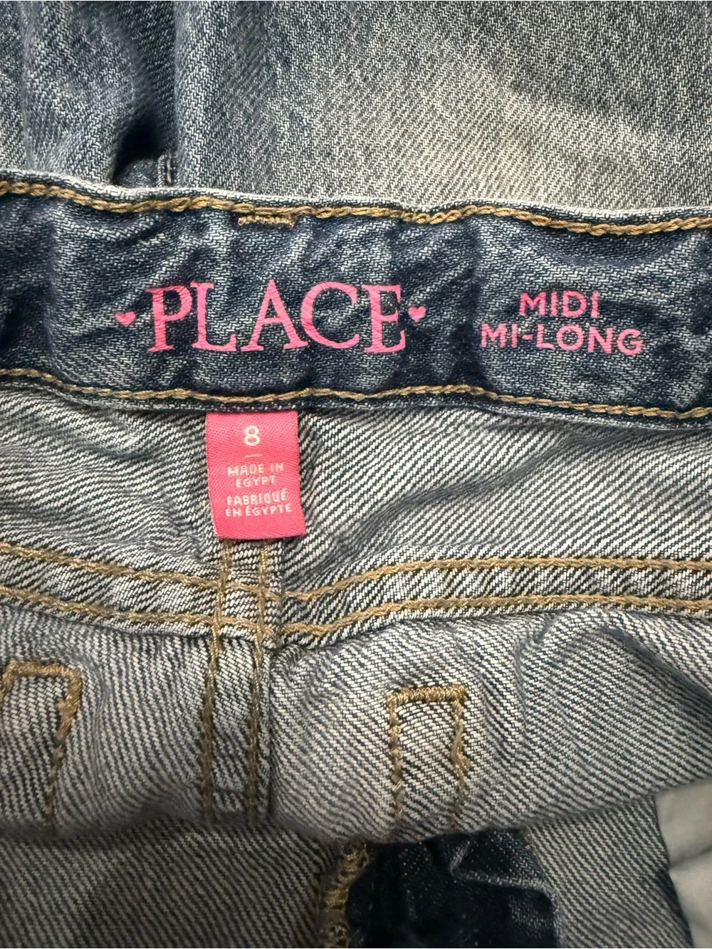 The Children's Place Girls Distressed Medium Wash Denim Midi Shorts Size 8 EUC